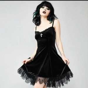 DOLLS KILL Black Velvet Depop Dress